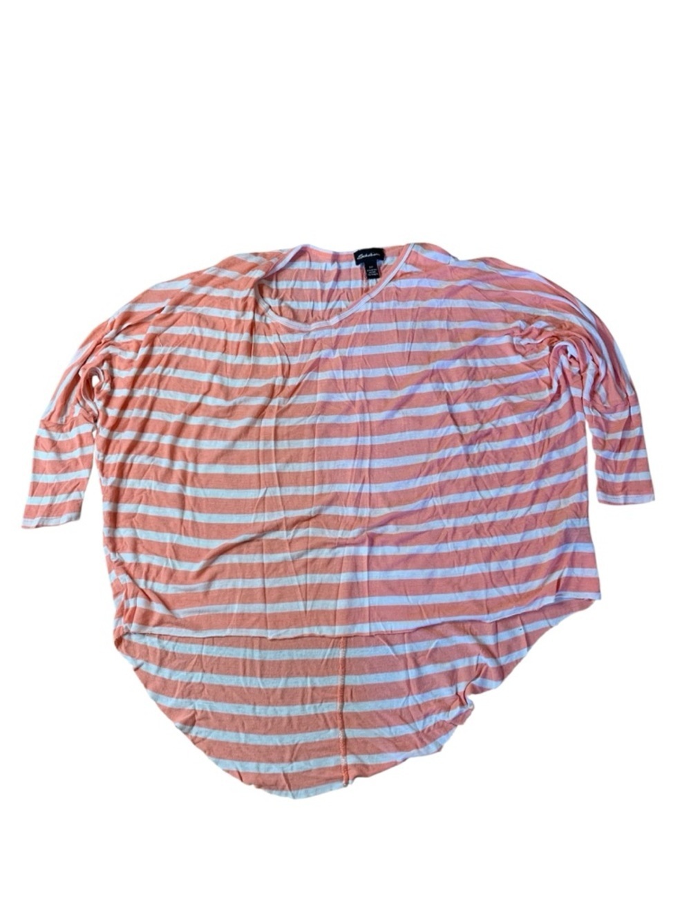 Seductions Striped High-Low Dolman Sleeve Top - Small